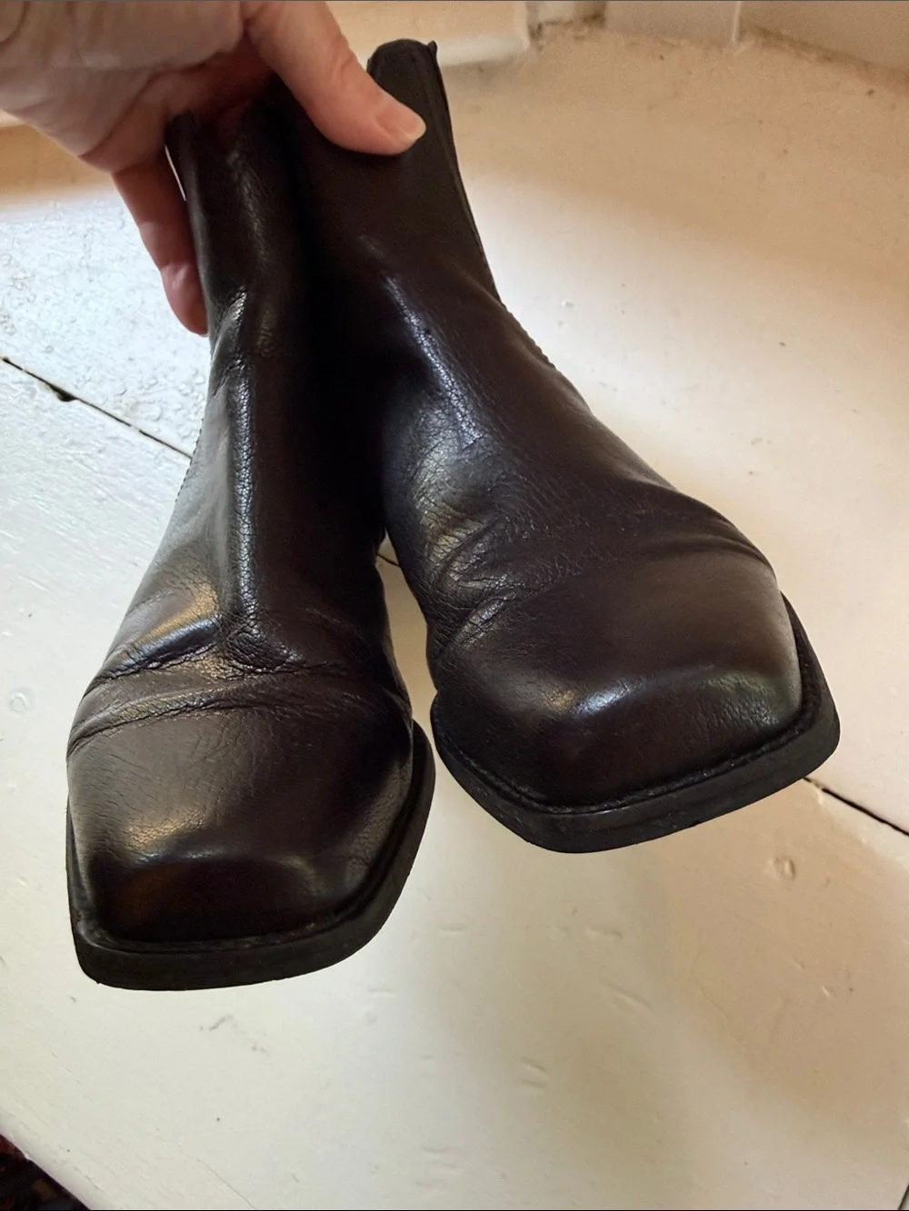 Zodiac Black Leather Square Toe Western Ankle Boots Women’s 8.5